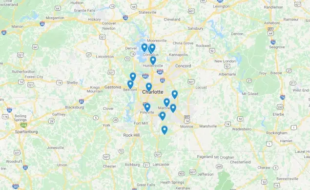 google maps view of AP Plumbing service area in and around Syracuse NY
